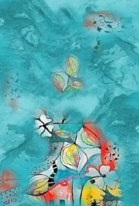 Watercolor Floral Digital Print Muslin Fabric