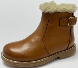 Brown Leather Buckle Ankel Boot for Kids