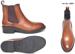 Brown Leather Chelsea Ankle Boot for Women