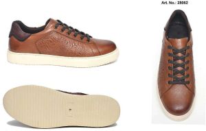 Brown Texture Leather Casual Sneaker Shoes