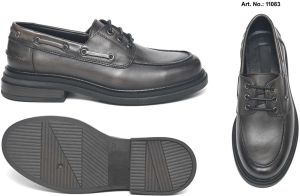Ladies Black Leather Boat Shoe