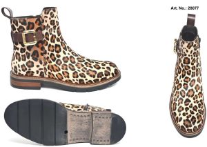 Leopard Print Leather Zip Boot