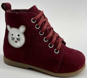 Maroon Lace Up High Top Boots