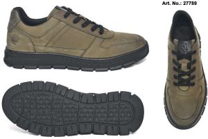 Men Olive Green Leather Sneaker