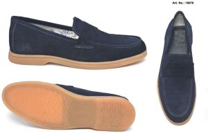 Navy Blue Real Leather Suede Comfort Slip On Casual Shoes