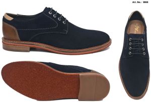 Navy Blue Suede Derby Shoes