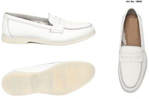 White Real Leather Suede Comfort Slip On Casual Shoes