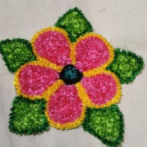 Handmade Wool Flower Rangoli Mat