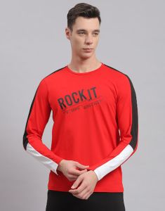 Mens Printed Round Neck Full Sleeves T Shirt