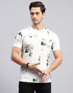 Mens Printed Round Neck Half Sleeves T Shirt