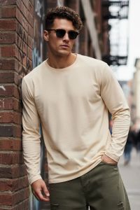 Mens Pure Cotton Round Neck Full Sleeves T Shirt