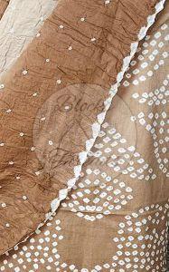 Brown Bandhani Cotton Suit Material with Mul Cotton Dupatta