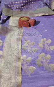 Mauve and Gold Zari Chanderi Suit Material