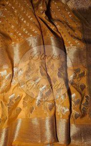 Mustard and Gold Zari Work Chanderi Suit Material