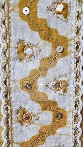 Mustard and White Batik Print Cotton Suit with Silk Dupatta