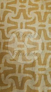 Mustard and White Batik Print Cotton Suit with Silk Dupatta