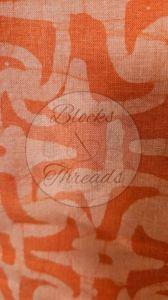 Carrot Orange White Batik Print Dupatta Cotton Suit