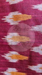 Maroon and Mustard Ikat Weave Unstitched Cotton Suit