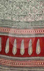Red and White Bagh Print Cotton Suit Material