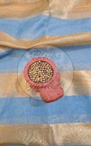 Blue and Gold Mul Chanderi Suit Material with Striped Dupatta