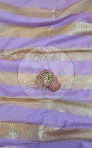 Lilac and Gold Mul Chanderi Suit Material with Striped Dupatta