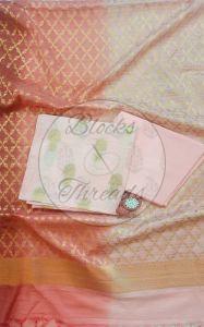 Banarsi Cotton Kota Peach Suit Material with Multi Colour Kota Dupatta