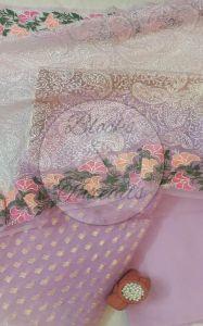 Banarsi Organza Silk Mauve Suit Material
