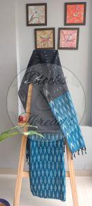 Black and Green Ikat Weave Cotton Unstitched Suit