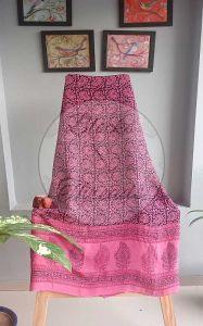 Black and Pink Bagh Print Crepe Kurti Fabric
