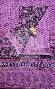 Black and Purple Bagh Print Cotton Suit Material