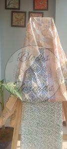 Blue and Green Kalamkari Block Print Cotton Suit Material