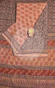 Brown and Black Bagh Print Cotton Suit Material