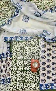Green and Indigo Baroda Print Cotton Suit Material
