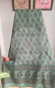 Green and Maroon Bagh Print Crepe Kurti Fabric