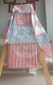 Grey and Baroda Print Cotton Suit Material