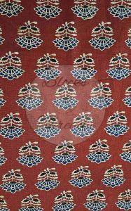 Brick Red and Off White Gamthi Print Cotton Suit Material