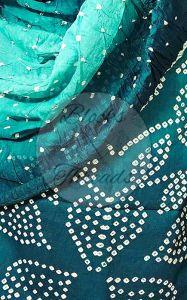 Teal Green Bandhani Cotton Suit Material with Mul Cotton Dupatta