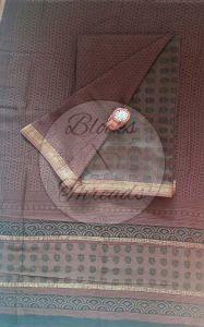 Brown Black and Maroon Maheshwari Bagh Print Suit Material
