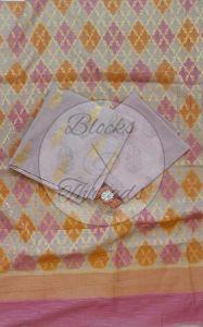 Banarasi Cotton Kota Mauve Suit Material with Dupatta