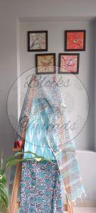 Light Green Ikat and Bagru Print Unstitched Cotton Suit