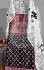 Maroon and Black Gamthi Print Cotton Suit