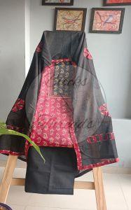 Maroon and Black Gamthi Print Cotton Suit Material