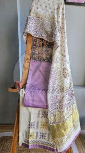 Mauve and White Cotton Satin Suit Material