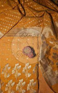 Mustard and Gold Zari Work Chanderi Suit Material