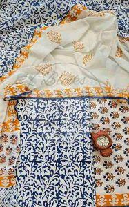 Mustard and Indigo Baroda Print Cotton Suit Material