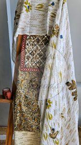 Pure Cotton Olive Green and Mustard Kalamkari Printed Suit Material