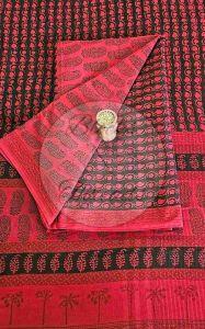 Red and Black Bagh Print Cotton Suit Material