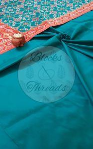 Teal Blue Banarasi Silk Suit Material