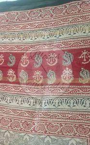 White Red and Maroon Maheshwari Bagh Print Suit Material