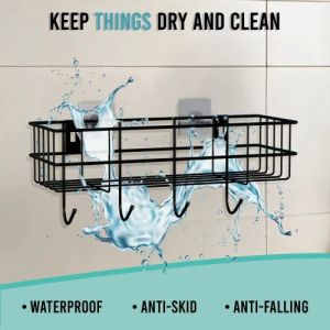 Black Powder Coated Mild Steel Bathroom Shelf